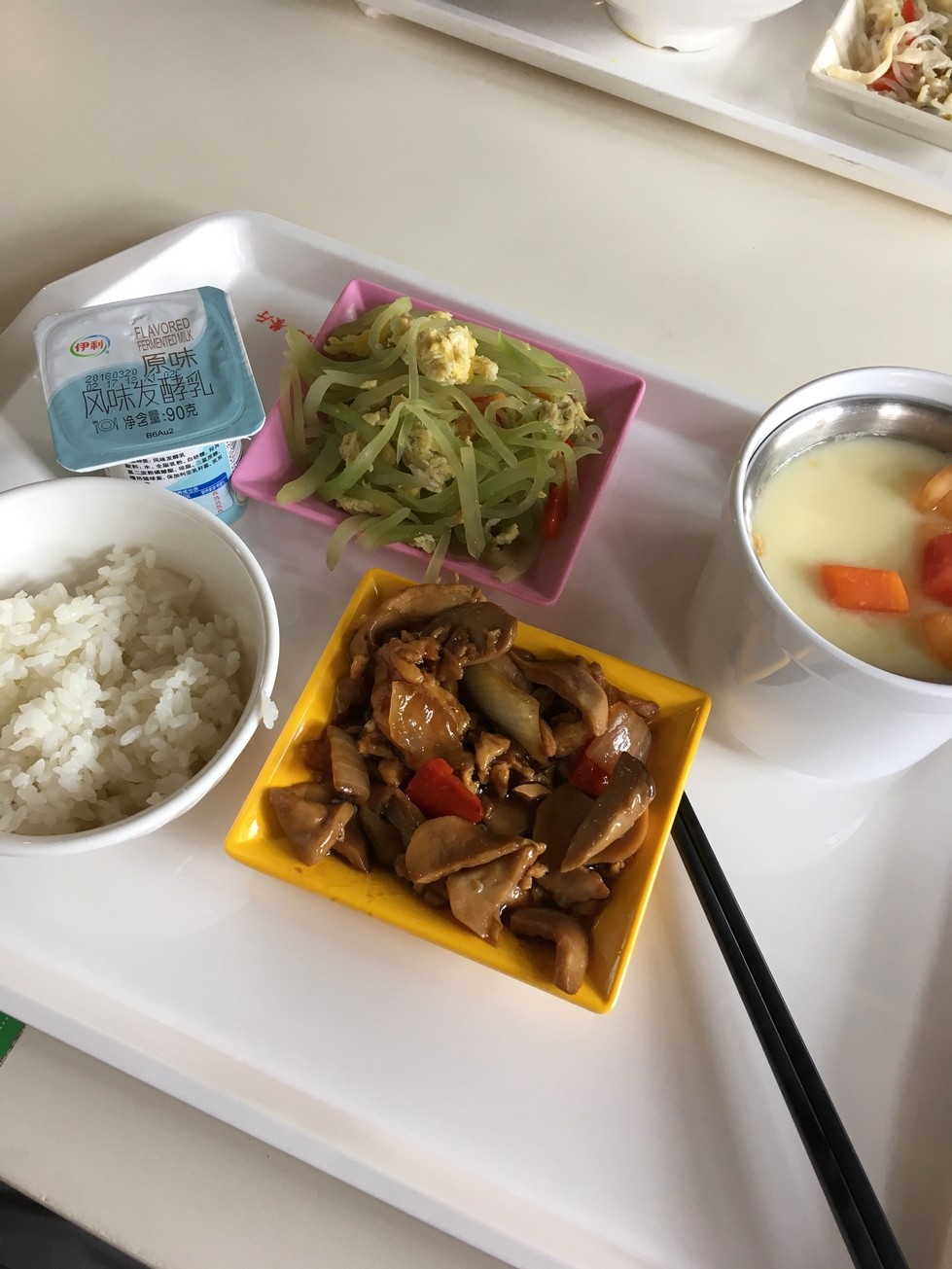 Small lunch plates on a white tray